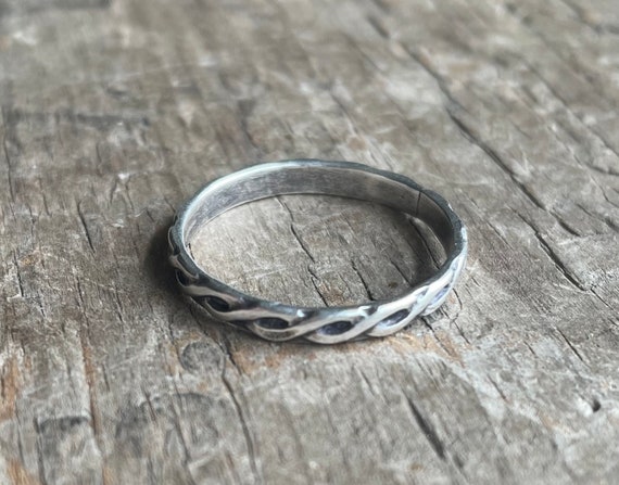 Mens Celtic Ring Wedding band || Rustic Solid Sterling Silver Ring Band silver Celtic knot