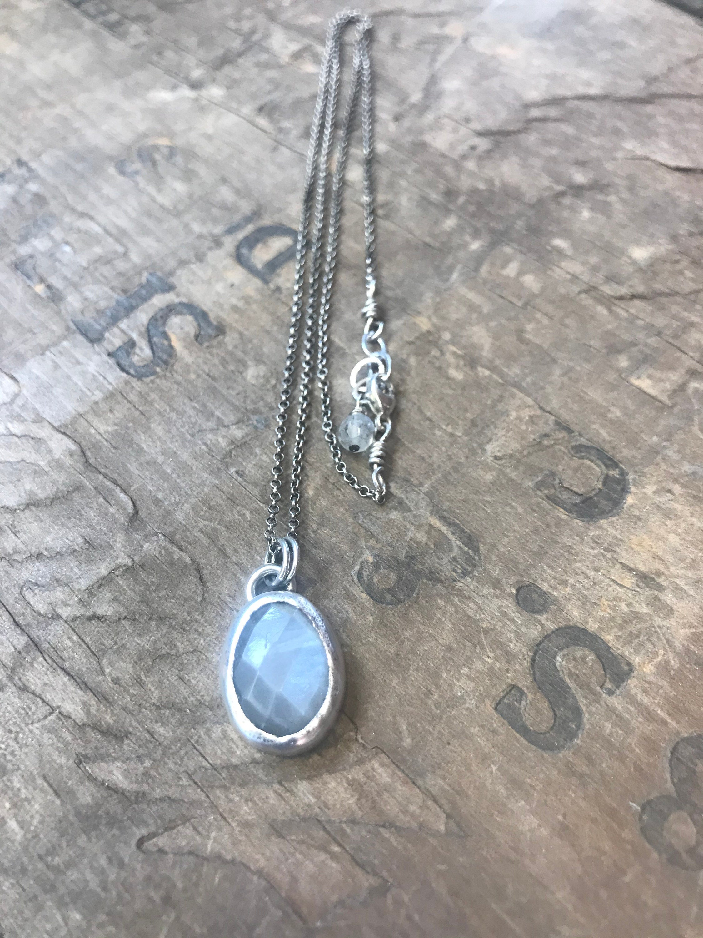 Moonstone Necklace sterling silver Handmade solid sterling silver Rose Cut Moonstone