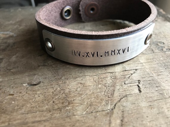 Custom Leather Bracelet Personalized Initials Monogram Unisex Leather Bracelet