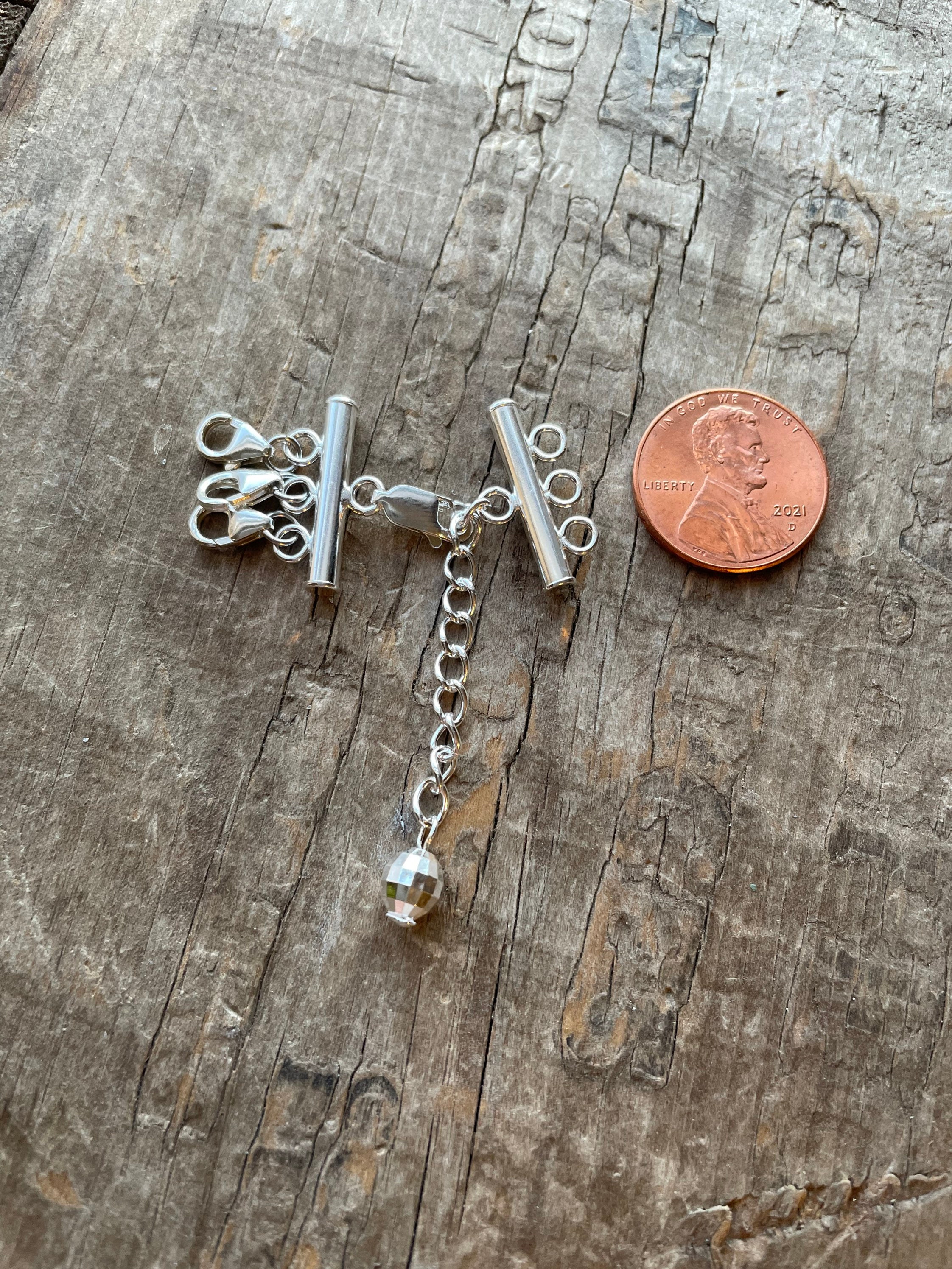 3 Layered Necklace Separator sterling silver multi strand necklace