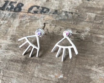 Sterling silver earring jackets with Swarovski stud earrings and backs