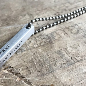 Xmas Boyfriend Gift Personalized Keychain Stainless Steel Bar Keychain 4 Sided Dad Hipster Daddy Solid Bar Necklace