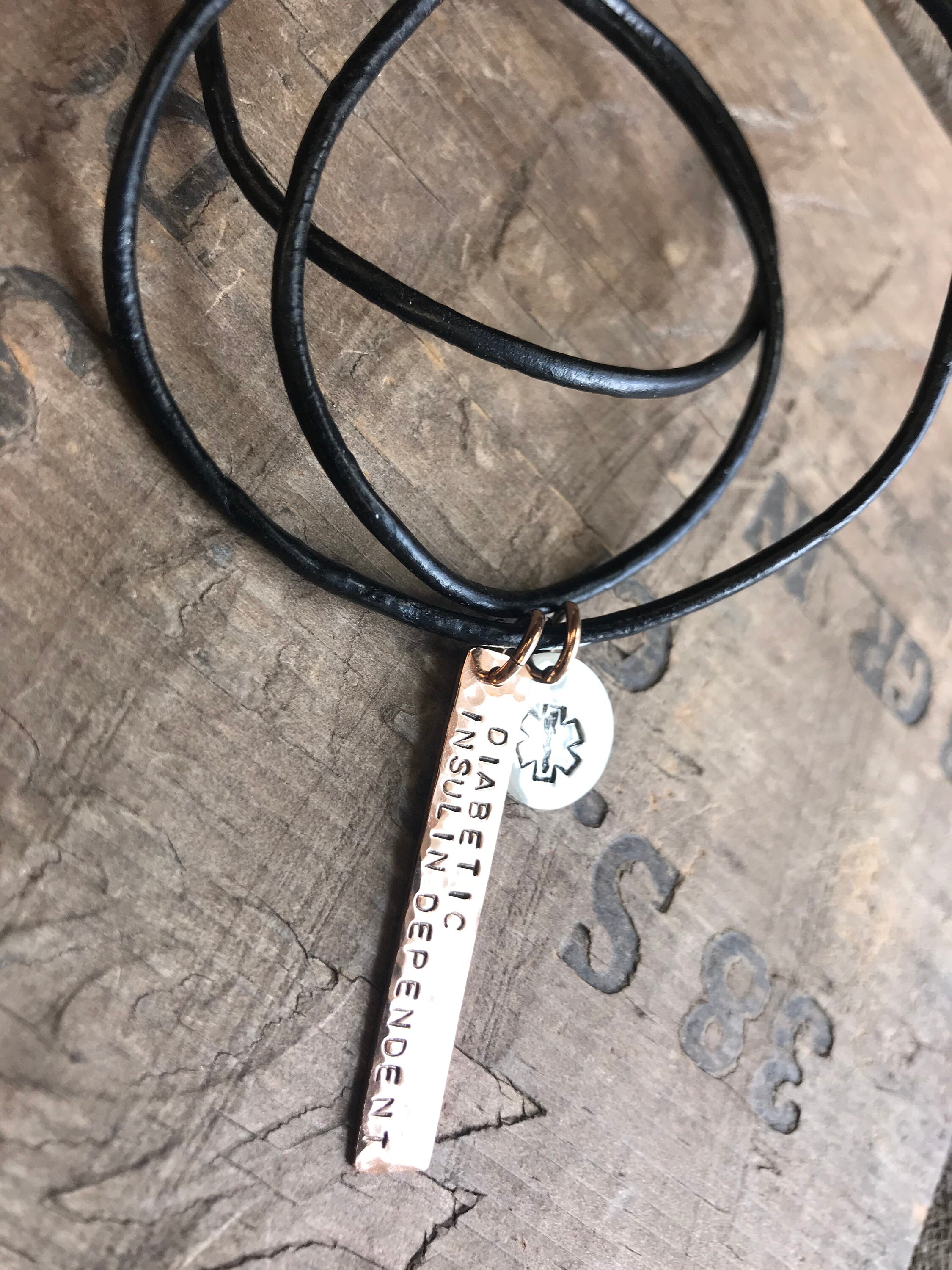 Leather Medical Necklace Mens Medical Jewelry Medical Alert Necklace