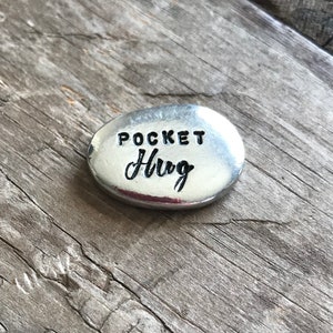 Pocket Hug Gift personalized pocket hug hand stamped with love pocket token of love pewter stone isolation gift prayer coin thinking of you