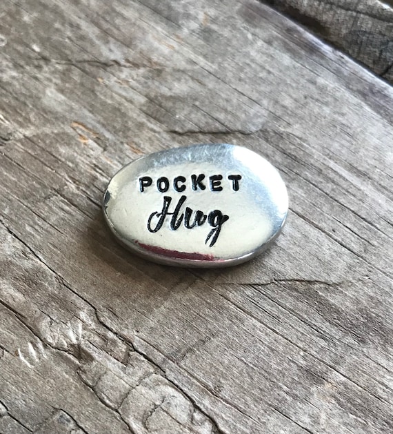 Pocket Hug Gift personalized pocket hug hand stamped with love pocket token of love pewter stone isolation gift prayer coin thinking of you