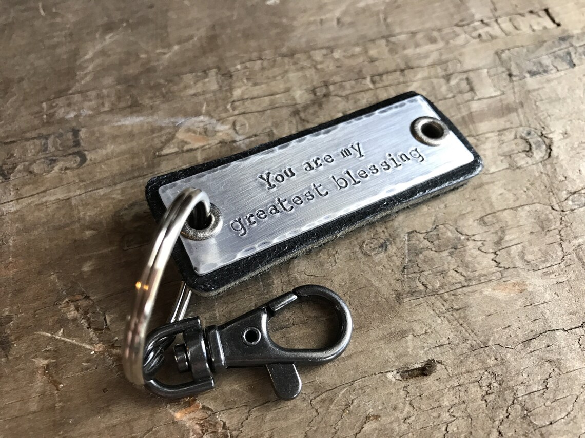 Men's Leather Keychain Custom Message Small Leather Etsy
