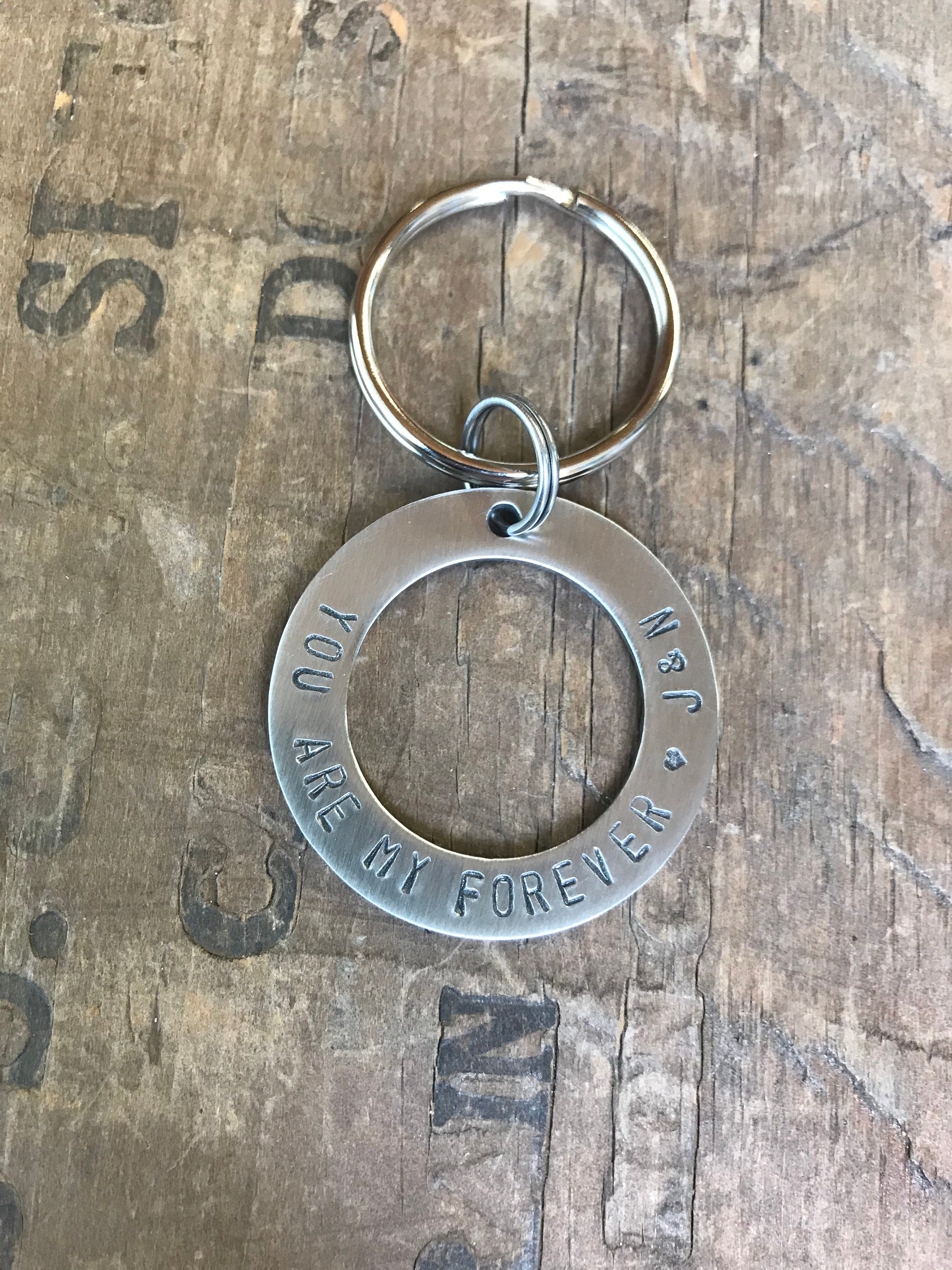 Mens Personalized Steel Keychain Solid Stainless Steel Anniversary Mens