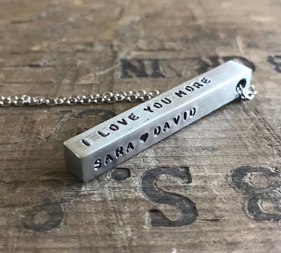 Holiday gift Personalized Necklace Stainless Steel Bar Necklace 4 Sided Bar Necklace Hipster Pendant