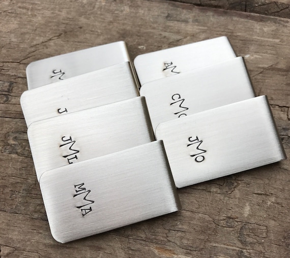 6 Money Clips Groomsmen Gifts Custom Initials Men's Moneyclips SET of 6 Wedding Groomsmen Gifts for Groomsman Best Man Groom