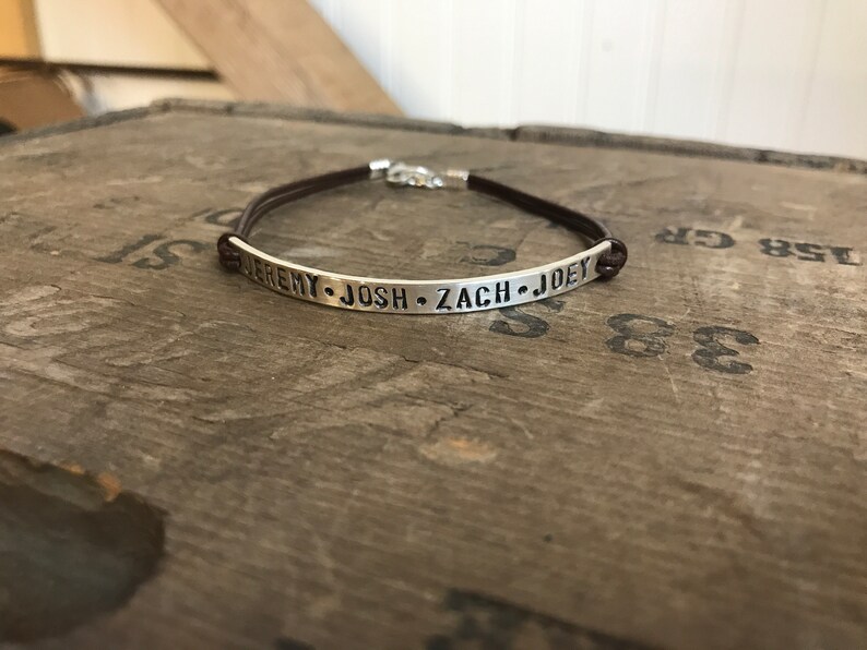 Personalized Women/'s Leather Sterling Silver Bracelet Custom Bracelet GPS Coordinates