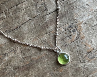 Peridot Necklace sterling silver and 6mm Peridot August Birthstone charm necklace