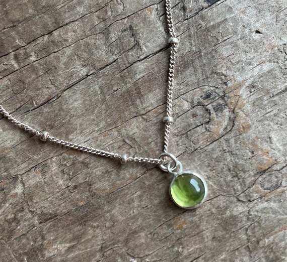 Peridot Necklace sterling silver and 6mm Peridot August Birthstone charm necklace