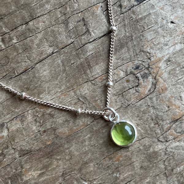 Peridot Necklace sterling silver and 6mm Peridot August Birthstone charm necklace