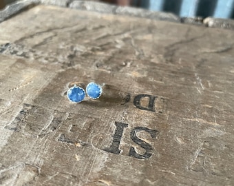 Kyanite sterling silver earring studs blue earrings solid sterling silver