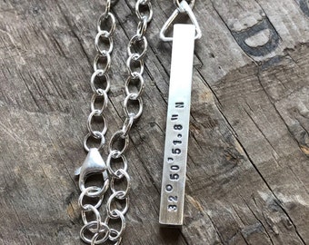 Fathers Day Men's Personalized Necklace Sterling Silver SOLID Bar Necklace 4 Sided Dad Hipster Daddy Necklace bar dad gift