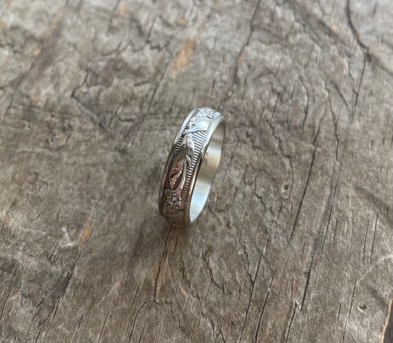 Floral Ring Band Sterling silver flower ring band || Rustic Sterling Silver Ring