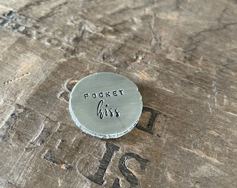 Pocket Hug Kiss Gift personalized pocket hug hand stamped with love pewter pocket token of love