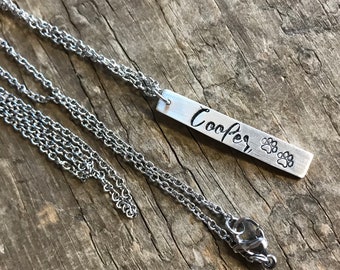 Pet Memorial Necklace sterling silver pet name charm