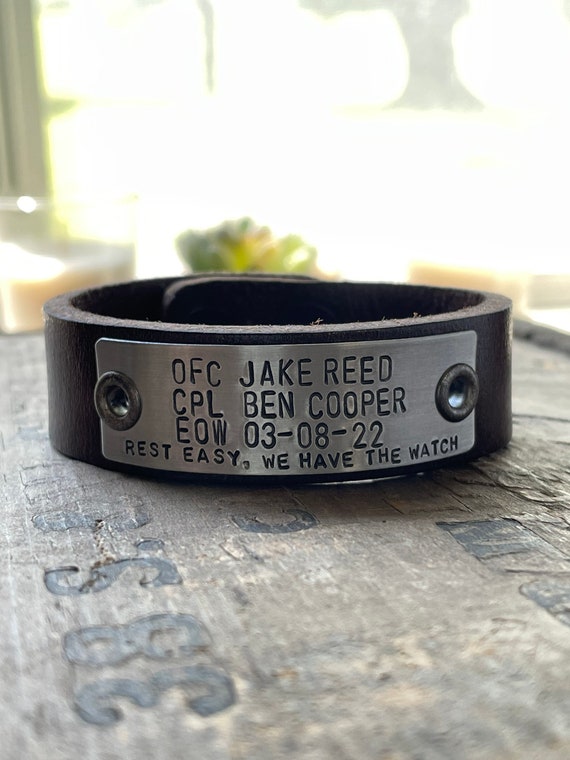 EOW Memorial Bracelet In Memory Personalized Tribute Leather Bracelet Custom Remembrance Gift