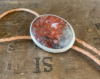 Bola Tie Bolo Tie Red Jasper set in sterling silver with stainless less steel bola hardware OOAK