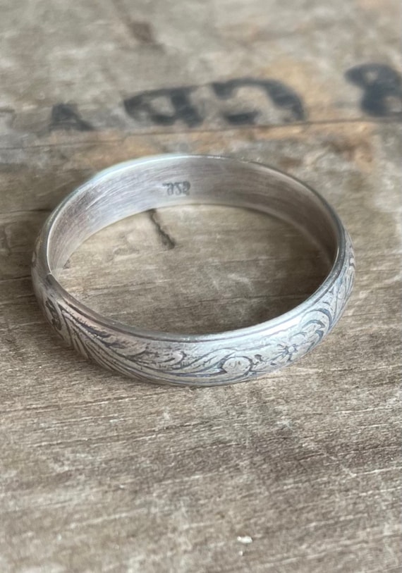 Rustic Floral Band Sterling silver flower ring band || Rustic Sterling Silver Ring