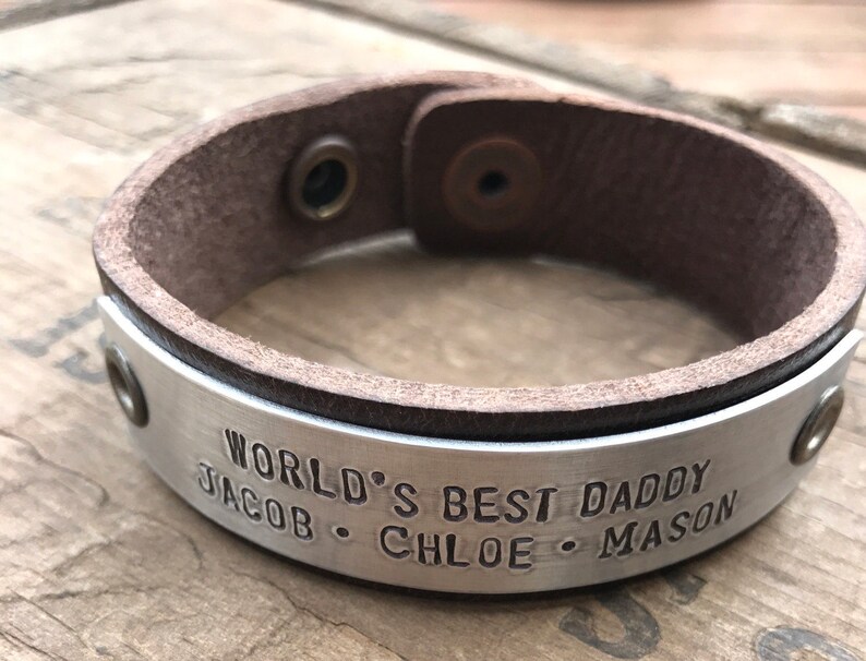 Custom Dad Bracelet Personalized Men's Leather Bracelet Etsy