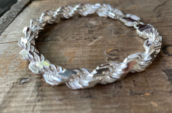 Mens Chain Bracelet Rope Chain thick and solid sterling silver