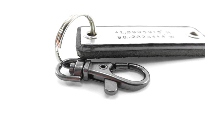 Mens Personalized Gift Keychain GPS Coordinates Longitude Latitude Personalized Key fob Gift