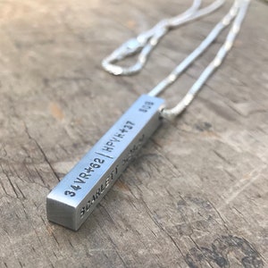Personalized mens Bar Necklace Mens Personalized Necklace Stainless Steel Bar 4 Sided Dad Necklace custom Gift steel jewelry