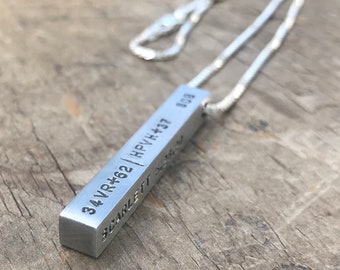 Personalized mens Bar Necklace Mens Personalized Necklace Stainless Steel Bar 4 Sided Dad Necklace custom Gift steel jewelry