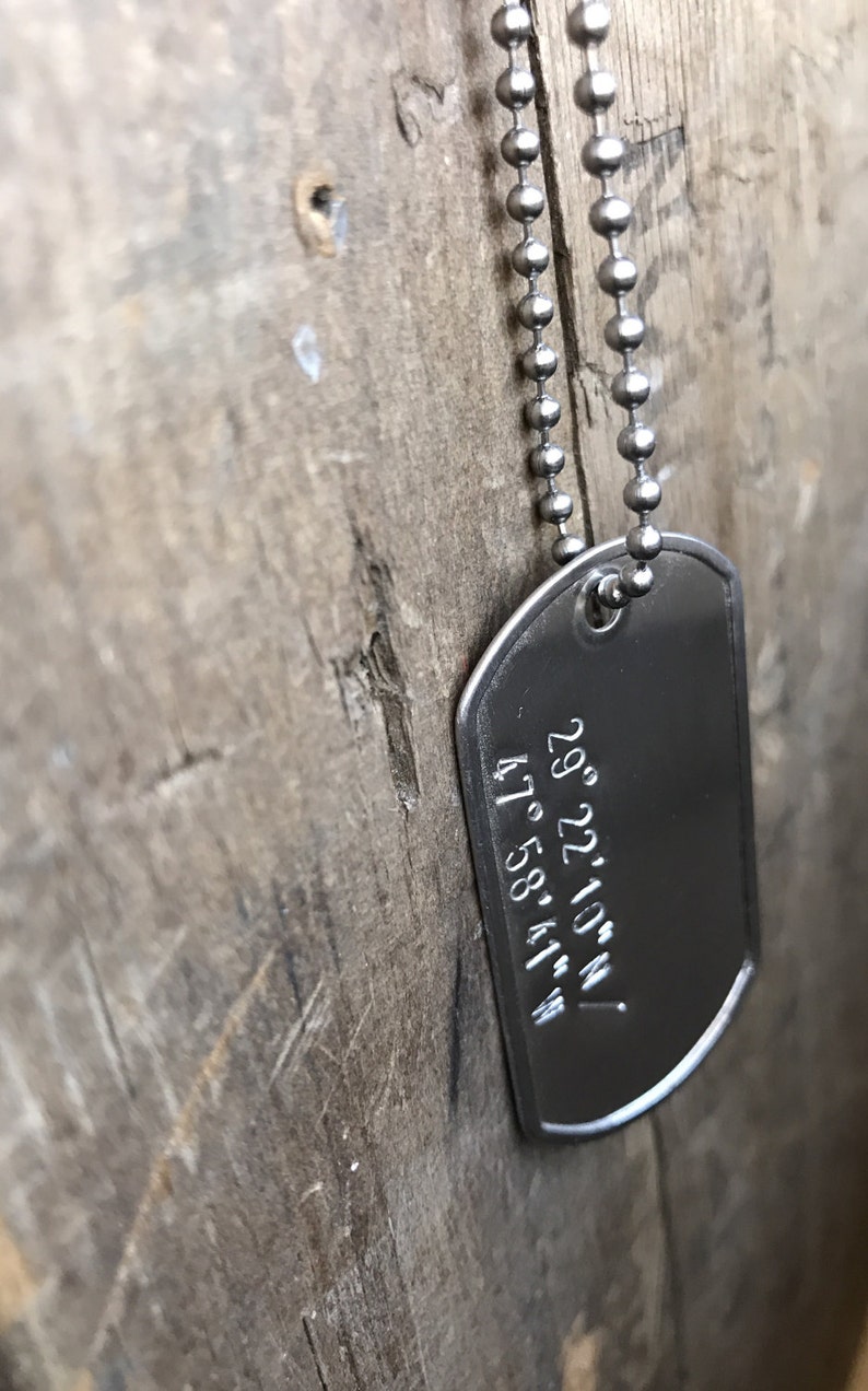 GPS Dog Tag Personalized Stainless Steel Men's Coordinates Etsy