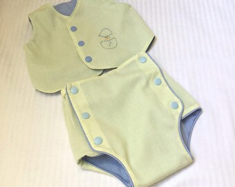Baby boy shirt and diaper cover in a 0-3 month size