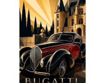 Póster de Bugatti para pared, decoración moderna de superdeportivos, lámina retro automotriz, regalo para galería