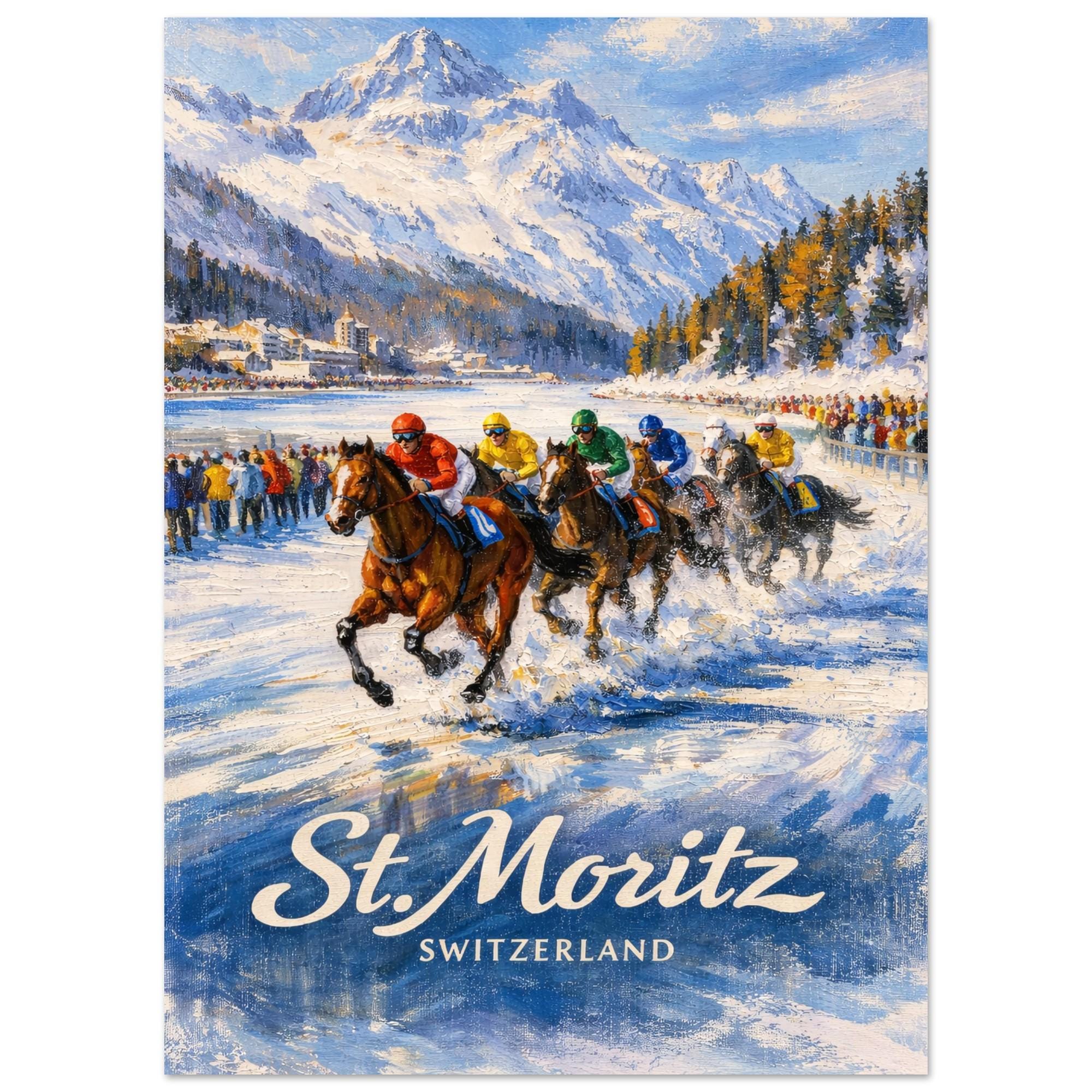 Saint Moritz White Turf Horse Racing Poster • Swiss Alps