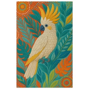 Tropical Cockatoo Poster, Moody Botanical Art