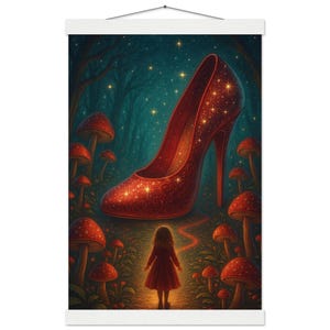 Scarpa magica – Stampa artistica della foresta fantasy su carta opaca di alta qualità con gancio in legno / Poster da sogno in diverse dimensioni