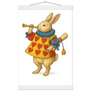 Póster de El Conejo Real con colgador / Impresión artística mate clásica / Decoración de pared de Alicia en el País de las Maravillas / Arte caprichoso para la habitación de los niños o la oficina