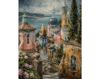 Portmeirion Wales Art Whimsical Village United Kingdom Impasto Poster