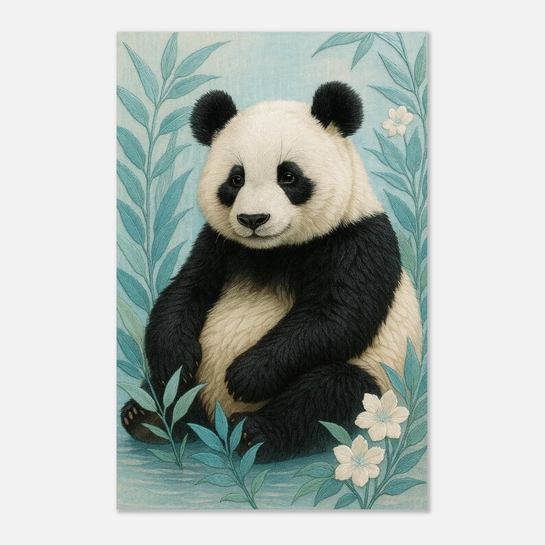 Modern Folk Art Panda Poster Colorful Wildlife Print Giant Animal ...