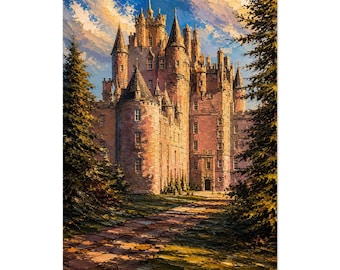 Glamis Castle Print Scotland Travel Post Scottish Baronial Poster