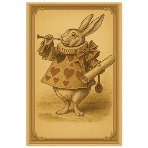 Lapin vintage sur mousse, poster d'art en PVC léger | Décoration murale encadrée | support blanc | Différentes tailles disponibles | Affiche animal de compagnie