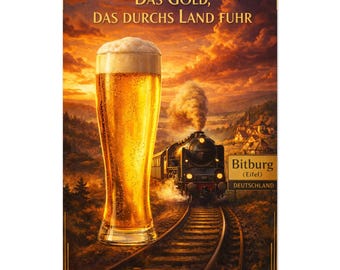 Póster de pared vintage de cerveza alemana, estilo art déco, póster de viaje, lámina ferroviaria, regalo para la cueva del hombre