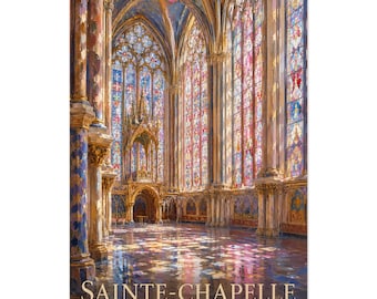 Sainte Chapelle Art Paris Travel Poster Gothic Architecture Glass Print