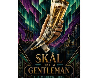 Art Deco Viking Horn Print: Nordic Mythology, Swedish Grace Bar Decor