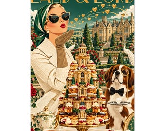 Cotswolds England Art Deco High Tea Poster: Saint Bernard, Land & Lord