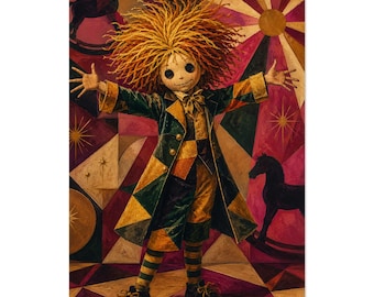 German Folklore Art Avant Garde Portrait Vintage Nursery Theater Poster