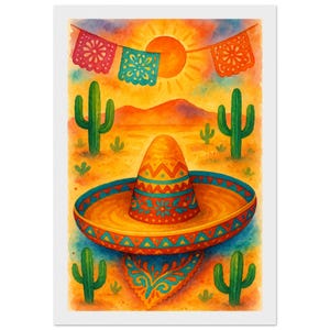 Mexican Folk Art Mexico Poster Print Wall Deco Mexican Culture Latin Art Framed Poster Hispanic Art Art Mexicano Artwork