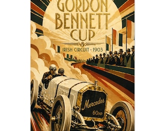 Gordon Bennett Cup Vintage Racing Print: 1903 Irish Circuit Motorsport Poster