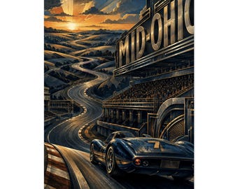 Mid Ohio Art Deco Car Racing Print – Vintage Sports Wall Art