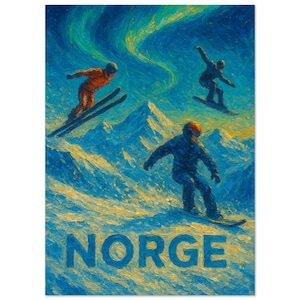 Scandinavian Ski Scene Acrylic Painting – Winter Sports, Ski Resort Art